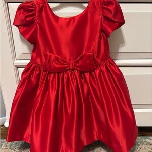 Janie and Jack Red Satin Dress with Bow - 18-24 months
